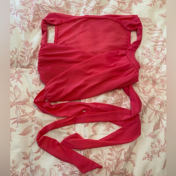 Princess Polly Hot Pink Wrap Top - Picture 4 of 4
